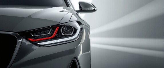 Fototapeta premium Car headlight background featuring design, technology, light, white, black, luxury, red, glass elements