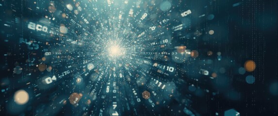 Digital abstract background showcasing a chaotic arrangement of numbers, representing technological cyberspace and decimal data encoding