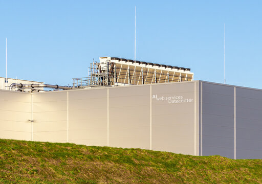 Large scale AI cloud Datacenter building on a sunny day