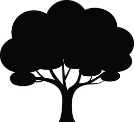Tree silhouette icon, black nature symbol, forest plant illustration, isolated on white background, ecology, environment, vector design