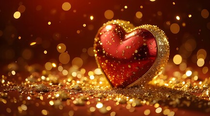 red heart with golden stars