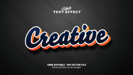 Fototapeta premium Editable 3d text effect creative lettering with dark navy blue and bright orange shadow on black background vector art design for graphic projects