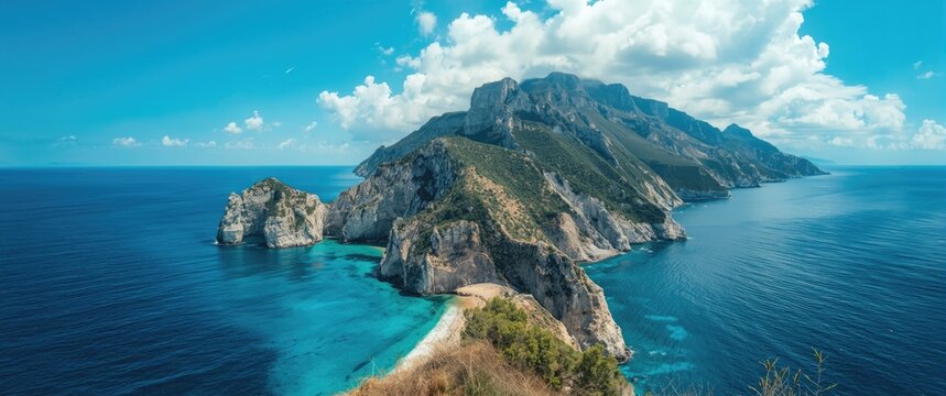 Picturesque Tyrrhenian sea coastline landscape close to Sapri, Campania