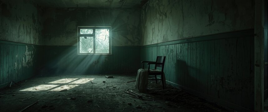Photograph of a terrifying place in a deserted psychiatric facility