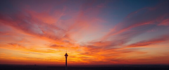 Sunset hues adorn the stunning sky