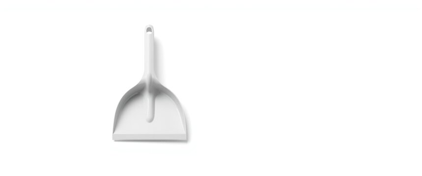 Plastic dustpan in white color against white backdrop