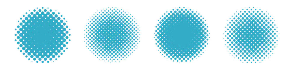 ドット・ハーフトーンの円セット　ベクター　コレクションAbstract dot circle, circle halftone geometric dot gradient
