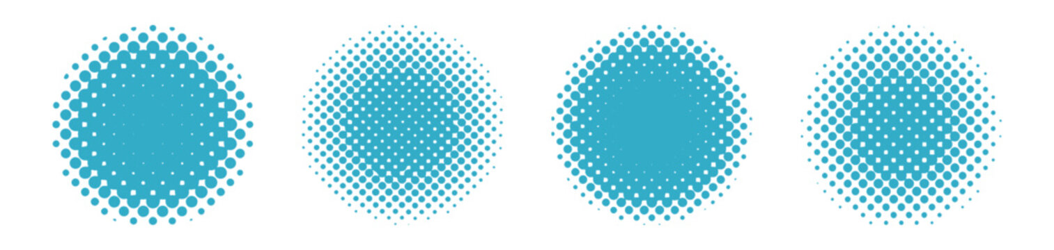 ドット・ハーフトーンの円セット　ベクター　コレクションAbstract dot circle, circle halftone geometric dot gradient