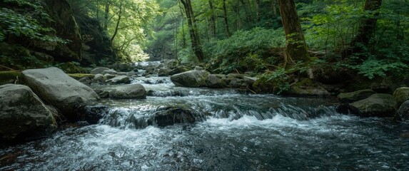 Scenic mountain creek in a valley