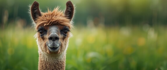 Fototapeta premium Llama face detailed close-up shot