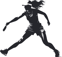 Black and White Pickleball Player Silhouette in Minimalist Style