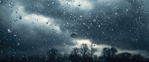 Obraz premium Falling hail made of solid ice particles