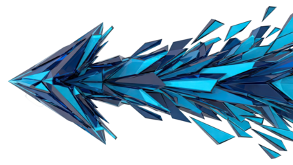 Abstract Blue Arrow Made of Shattered Glass