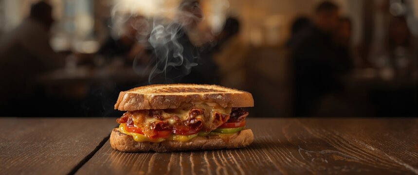 Melted Cheese and Sucuk Turkish Toast Toast Sandwich with Bread and Tomato