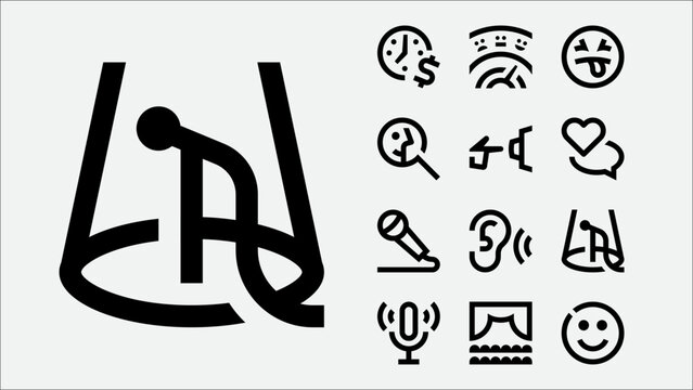 Stand up comedy show and comedy club icons set