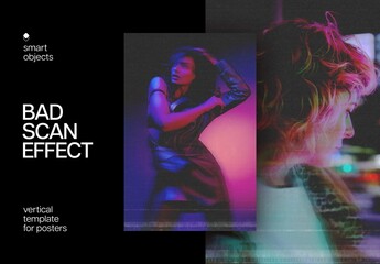 Bad Scan Poster Photo Effect Mockup