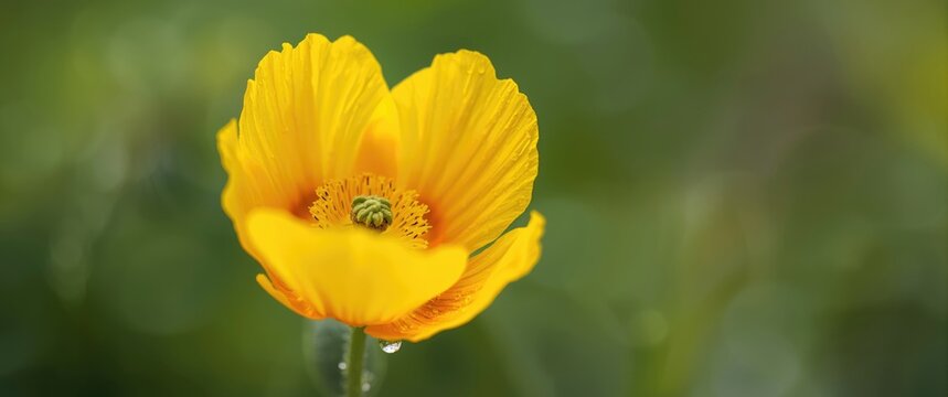 Detailed view of Mexican Poppy with yellow Argemone mexicana