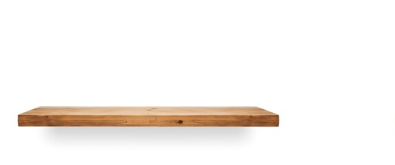 Wooden shelf with clipping path on white background