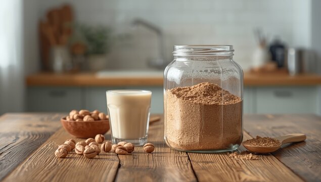 Tiger nuts flour and milk prepared at home, highlighting traditional food preparation methods