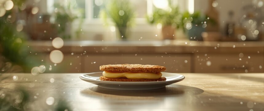 Indonesian Gabin Fla Cake made from crispy gabin biscuits filled with creamy custard, offering a crunchy outside and soft, sweet inside, ideal for tea time or snacks