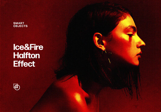 Ice & Fire Halftone Effect Mockup