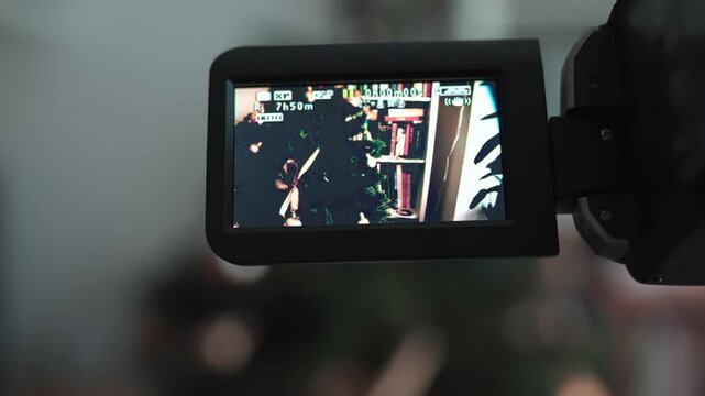 Shooting home video with retro camcoder.