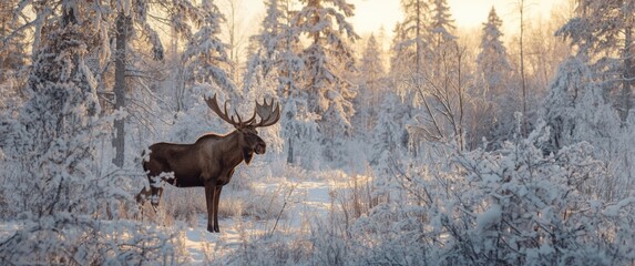 Fototapeta premium Swedish forest inhabited by Moose