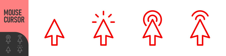 Mouse cursor click icon, flat style, computer clicking arrow - Mouse arrow pointer icon symbol. Color icon set
