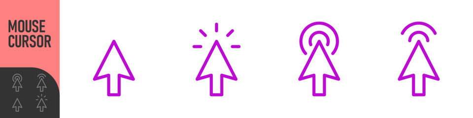 Mouse cursor click icon, flat style, computer clicking arrow - Mouse arrow pointer icon symbol. Color icon set