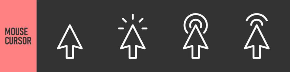 Mouse cursor click icon, flat style, computer clicking arrow - Mouse arrow pointer icon symbol. Color icon set