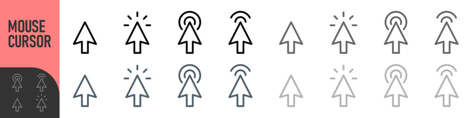 Mouse cursor click icon, flat style, computer clicking arrow - Mouse arrow pointer icon symbol. Color icon set