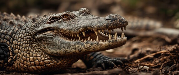 Obraz premium Close-up shot of a crocodile