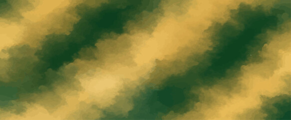 Abstract watercolor background in deep forest green and golden yellow camouflage texture © Kafi