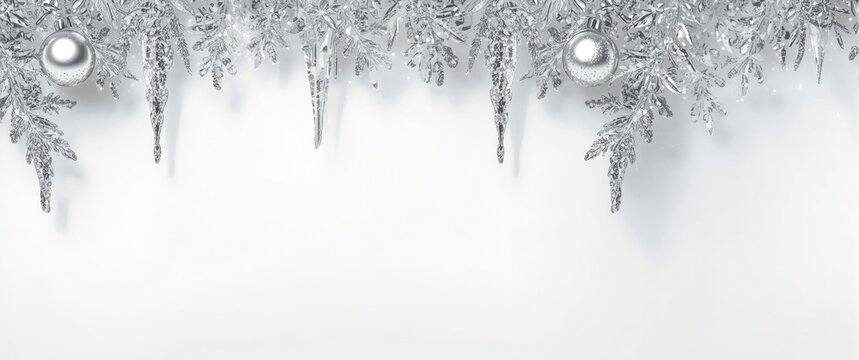 Icicle ornament decorated Christmas border