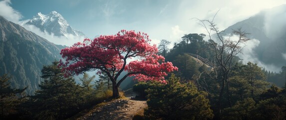Rhododendron Tree Bloom Along The