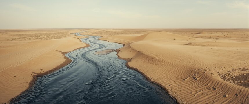1932 Kirkuk District Iraq: a river of crude oil caused by a gusher in the desert