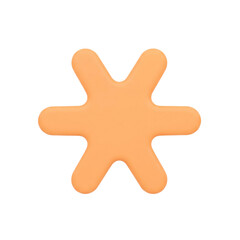 Obraz premium A cheerful and soft orange six-pointed abstract blob shape, rendered in a smooth 3D style, perfectly isolated on a pristine white background, conveying a playful and modern design element