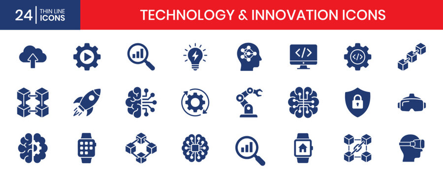 Technology Innovation Fill Color Icon Set