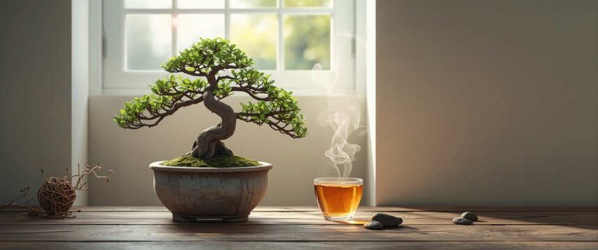 Bonsai minion styled as a big tree in a pot