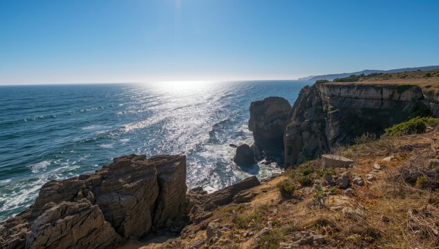 Steep cliffs and tide pools at the rocky coastline near Rocky Point along the SS Dominator Shipwreck Trail, emphasizing coastal preservation, Earth Day