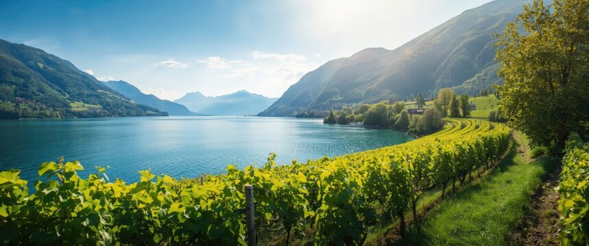 Switzerland: Vineyards encircling Bielersee