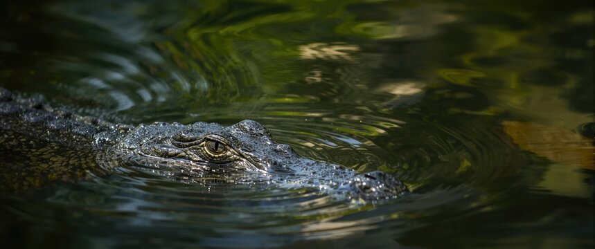 Caiman Crocodilus Yacare in detail in Rio Cuiaba, Pantanal, Porto Jofre, Mato Grosso, Brazil