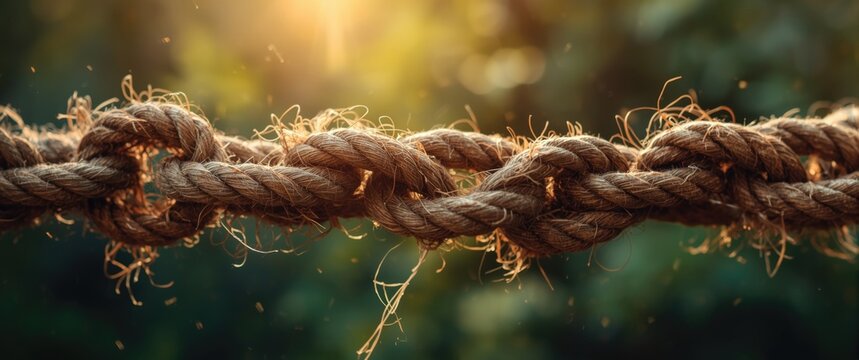 Ropes linked together to form a connected group as an unbreakable chain symbolizing community trust and faith metaphor and learning