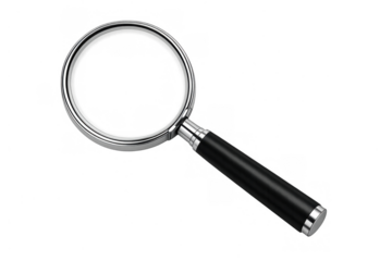 Magnifying glass for search, research, discovery, inspection, and analysis, finding crucial information