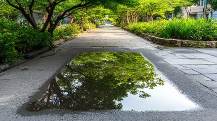 A Puddle of Water in the Park