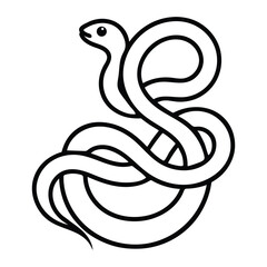 Fototapeta premium Snake Outline Vector Icon, Minimalist Reptile Line Art for Wildlife Graphics