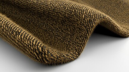 A close-up view of a brown and black woven fabric with a textured surface.