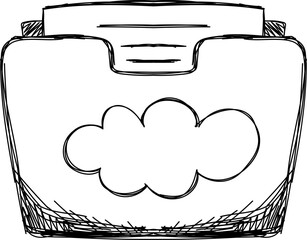 Colorful  crayon marker hand drawn folder icon 