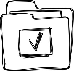 Colorful  crayon marker hand drawn folder icon 