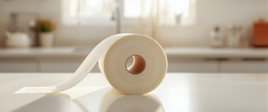 Daylight shining on a roll of kitchen paper by the window